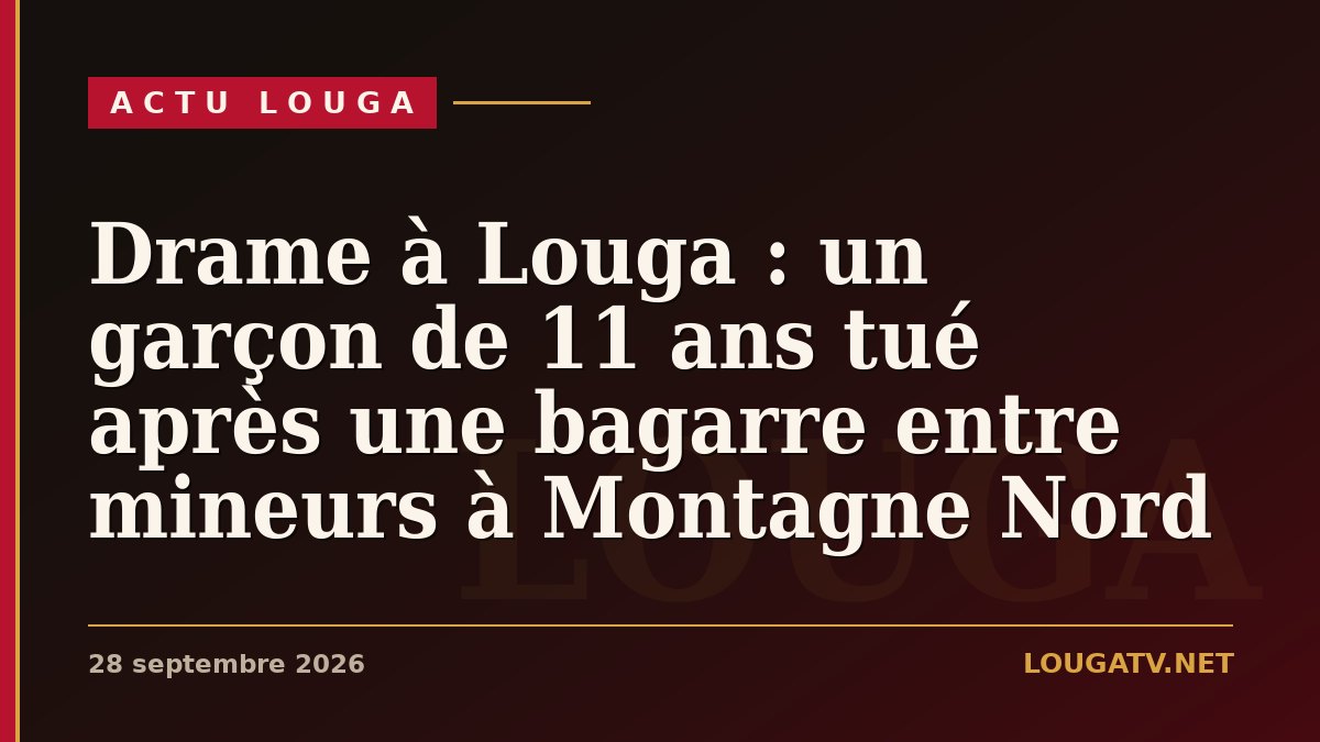 Drame à Louga : un garçon de 11 ans tué après une bagarre entre mineurs à Montagne Nord