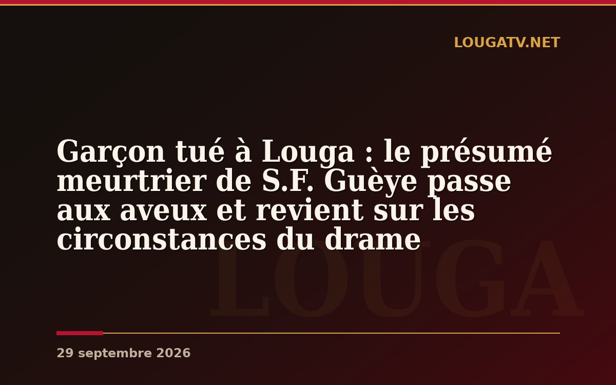 ​Garçon tué à Louga : le présumé meurtrier de S.F. Guèye passe aux aveux et revient sur les circonstances du drame