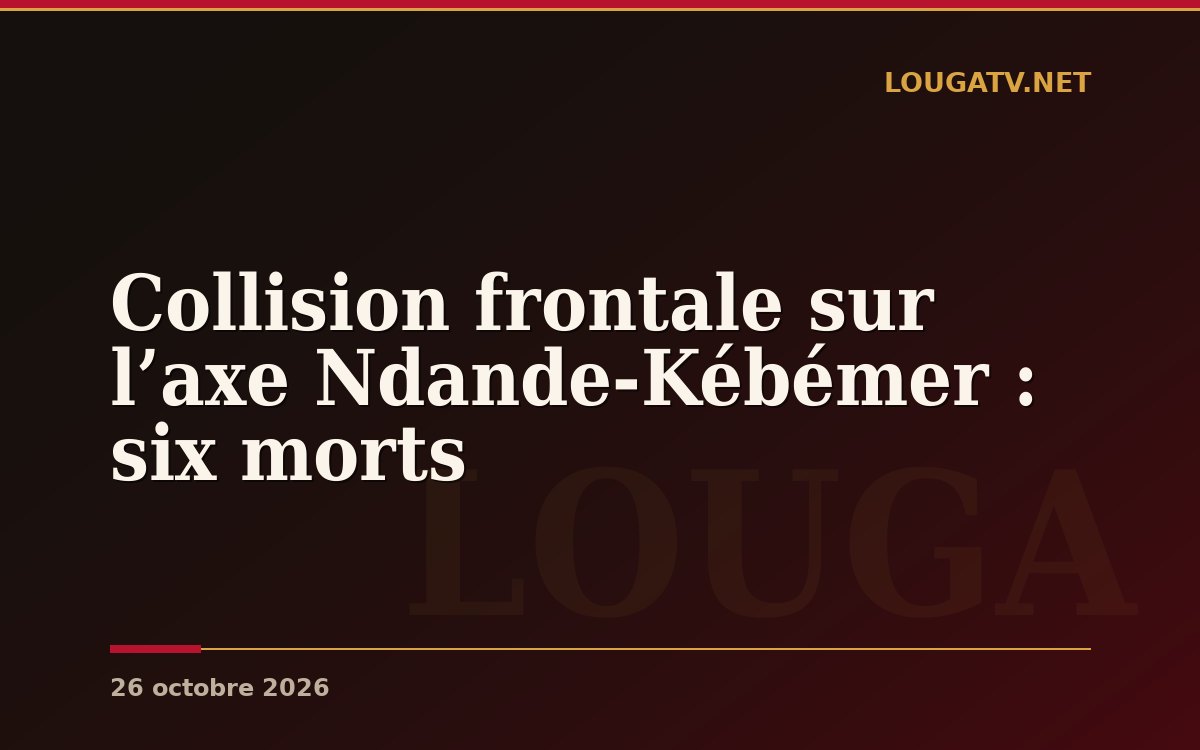 Collision frontale sur l’axe Ndande-Kébémer : six morts