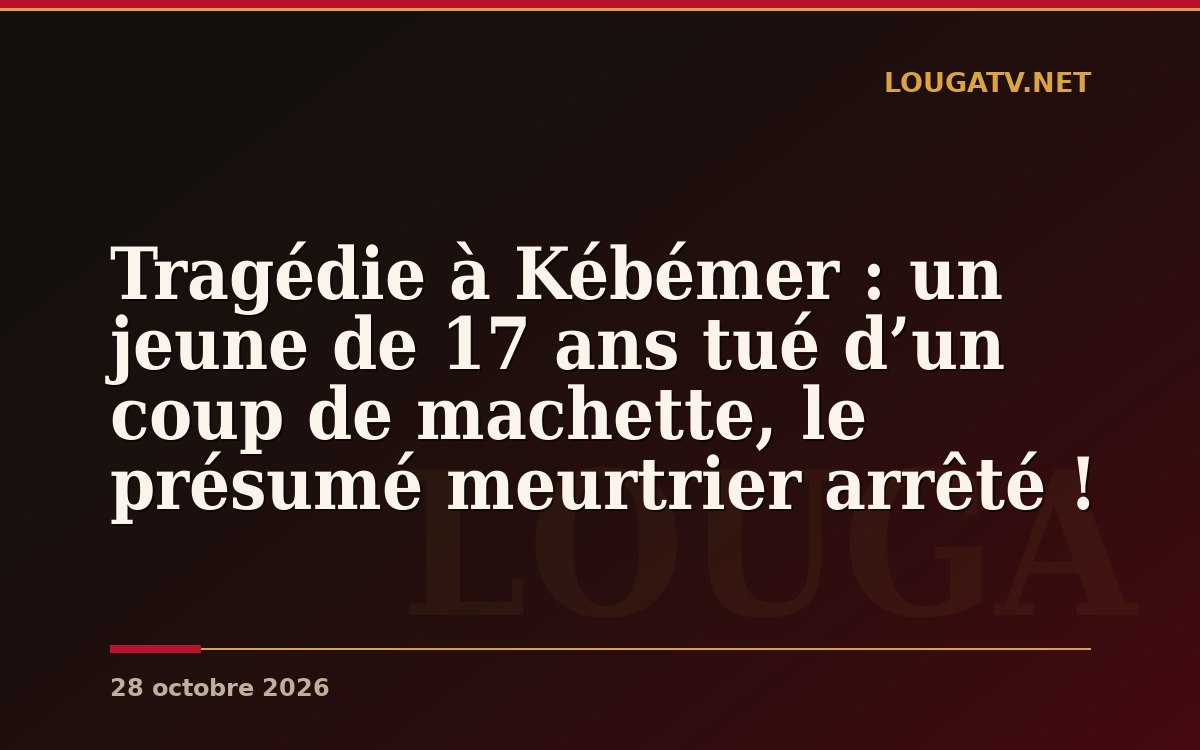 Tragédie à Kébémer : un jeune de 17 ans tué d’un coup de machette, le présumé meurtrier arrêté !
