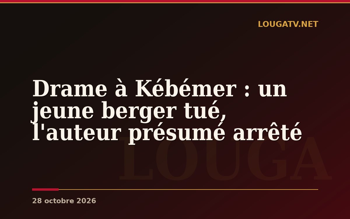 Drame à Kébémer : un jeune berger tué, l&rsquo;auteur présumé arrêté