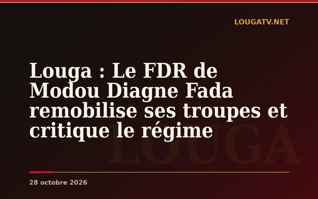 Louga : Le FDR de Modou Diagne Fada remobilise ses troupes et critique le régime