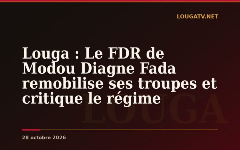Louga : Le FDR de Modou Diagne Fada remobilise ses troupes et critique le régime