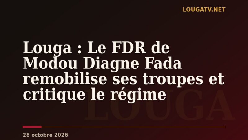 Louga : Le FDR de Modou Diagne Fada remobilise ses troupes et critique le régime