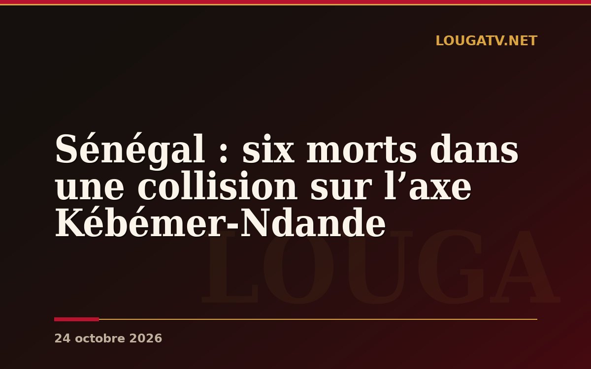 Sénégal : six morts dans une collision sur l’axe Kébémer-Ndande