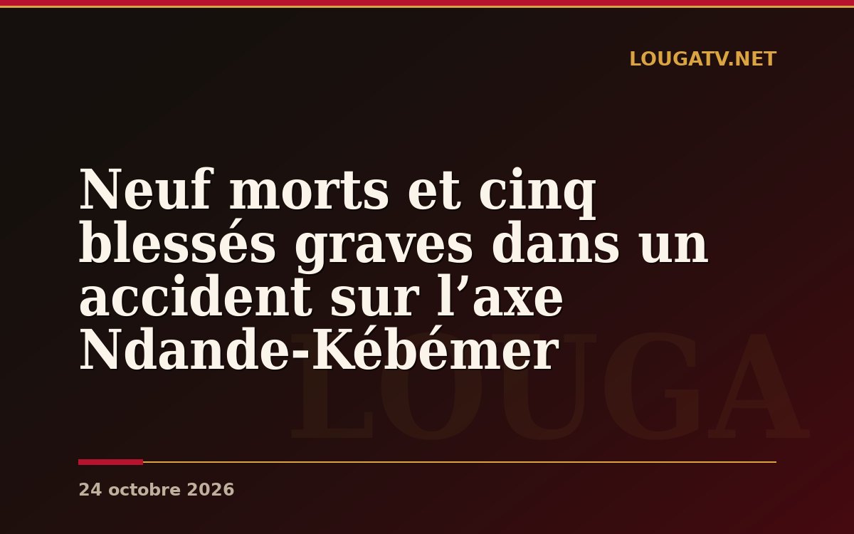 Neuf morts et cinq blessés graves dans un accident sur l’axe Ndande-Kébémer