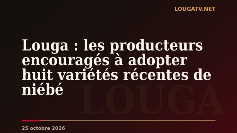 Louga : les producteurs encouragés à adopter huit variétés récentes de niébé