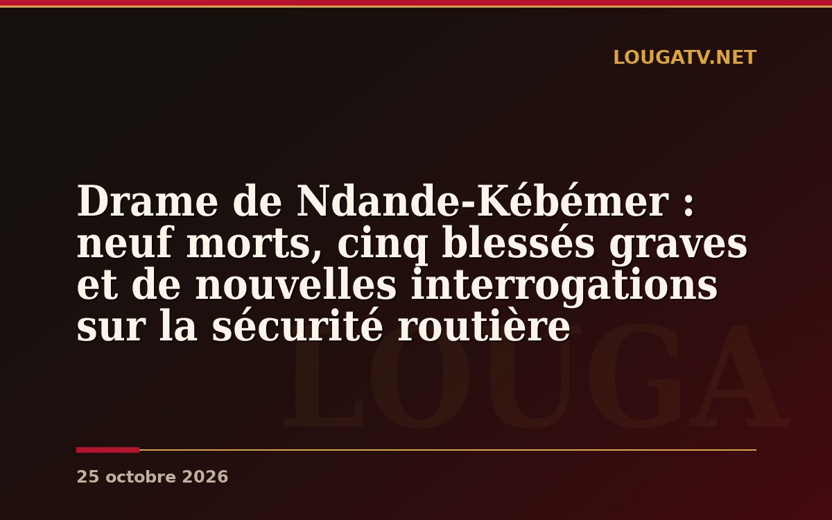 Drame de Ndande-Kébémer : neuf morts, cinq blessés graves et de nouvelles interrogations sur la sécurité routière