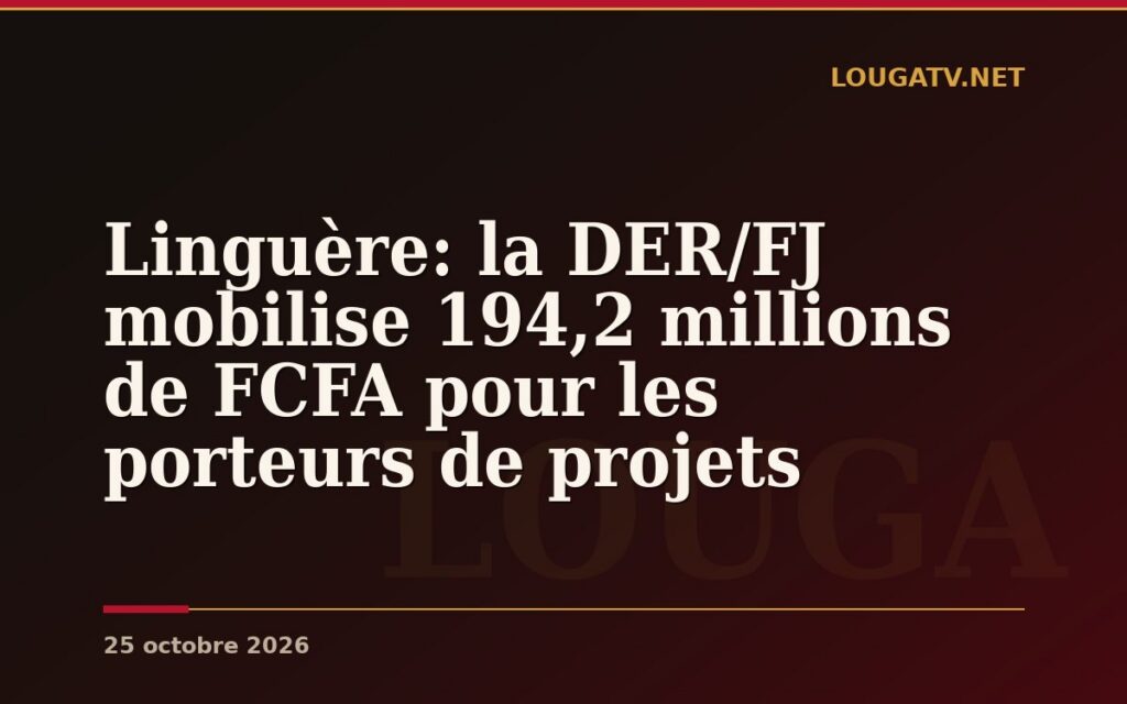 Linguère: la DER/FJ mobilise 194,2 millions de FCFA pour les porteurs de projets