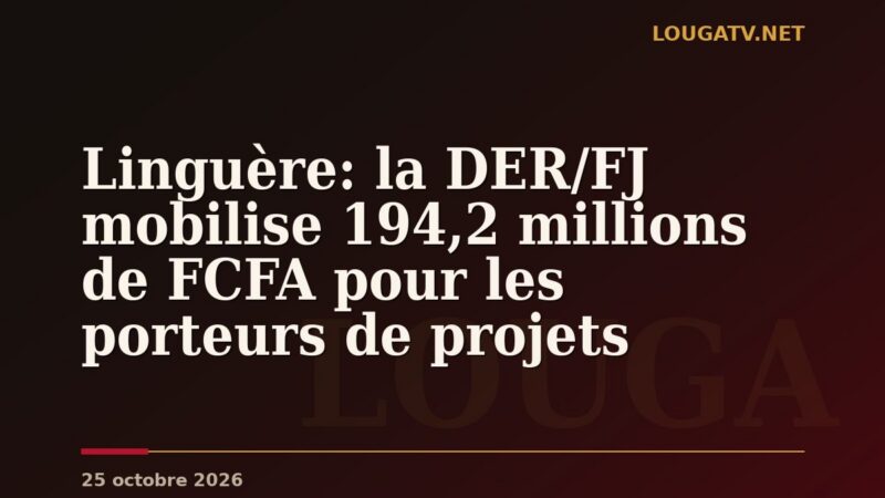 Linguère: la DER/FJ mobilise 194,2 millions de FCFA pour les porteurs de projets